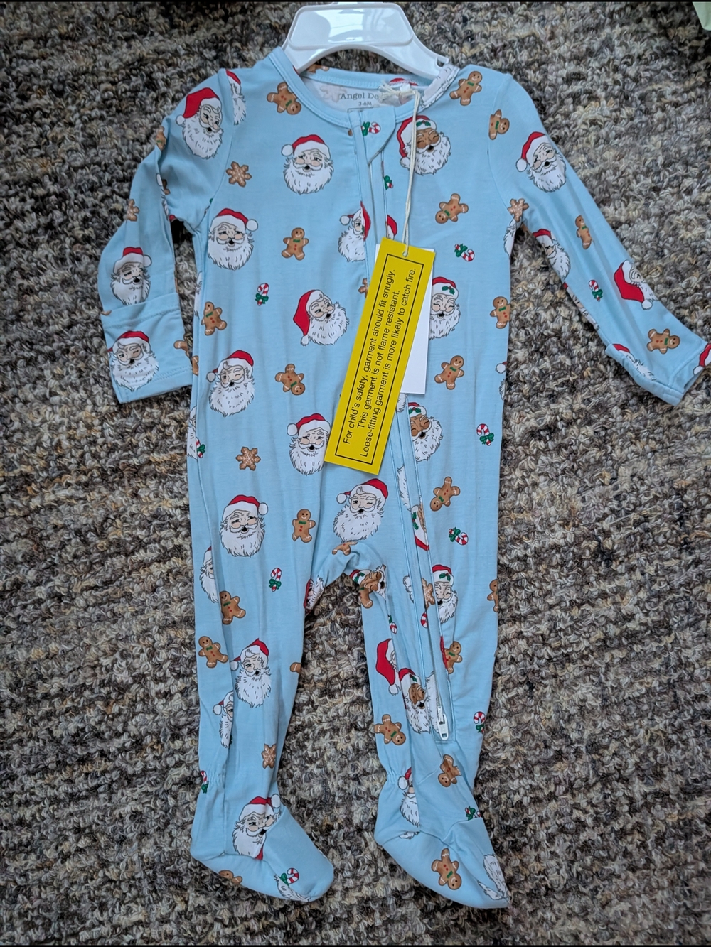 Angel Dear Light Blue Santa & Gingerbread Footed Bamboo Pajamas